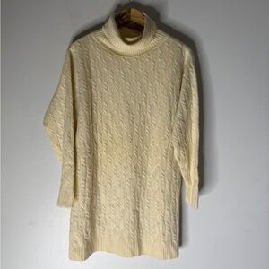William Kasper Turtle Neck Cable Knit Cashmere Tunic Sweater Medium